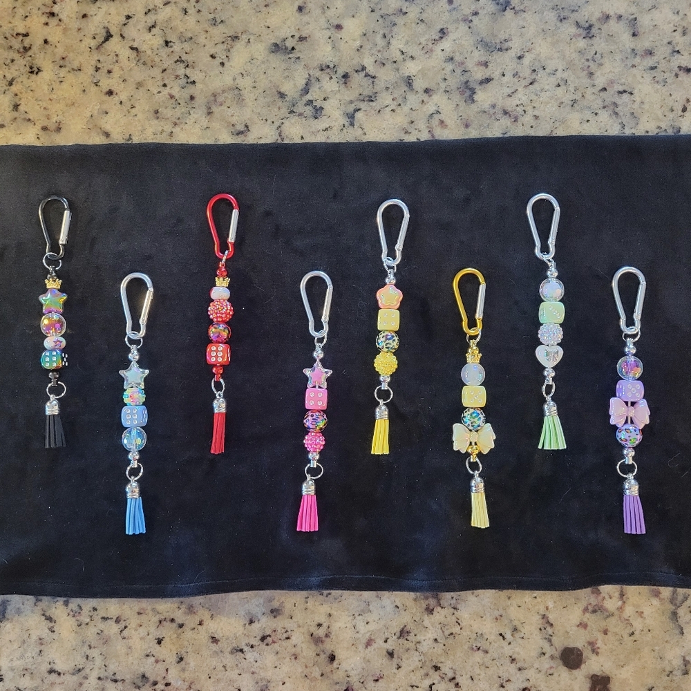 Beaded Dice Bunco Farkle Craps Keychain Purse Good Luck Charms 3 For 15.!